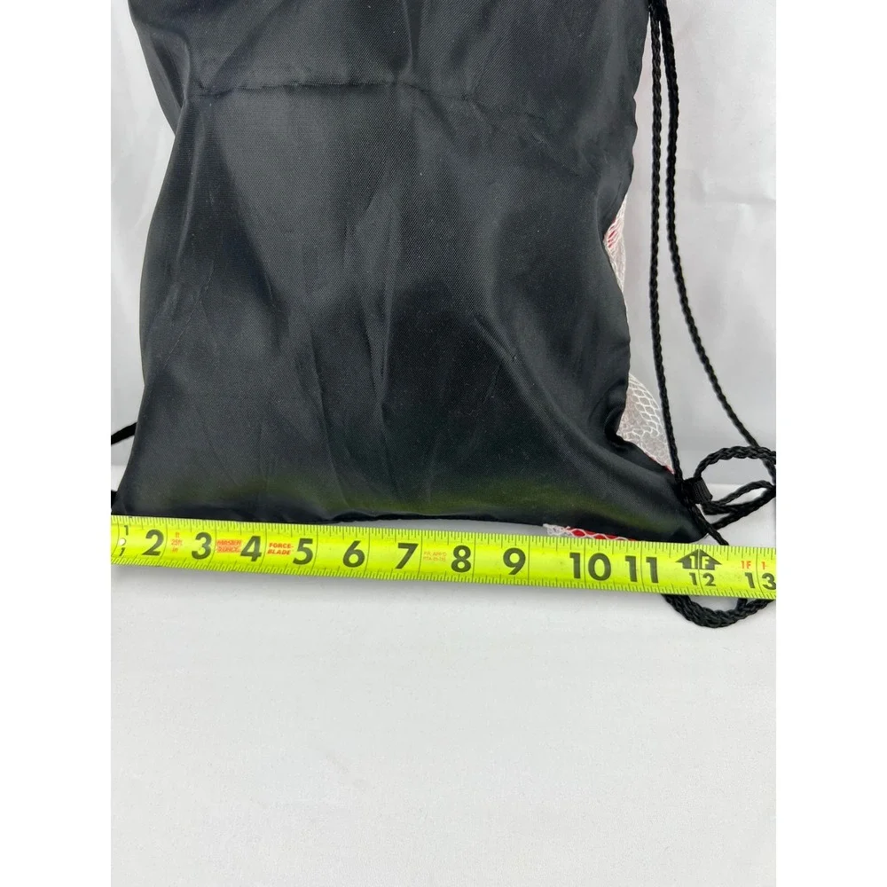 Polaris Drawstring Cinch Backpack Unisex OS Black Red Mesh Pocket Bag Good